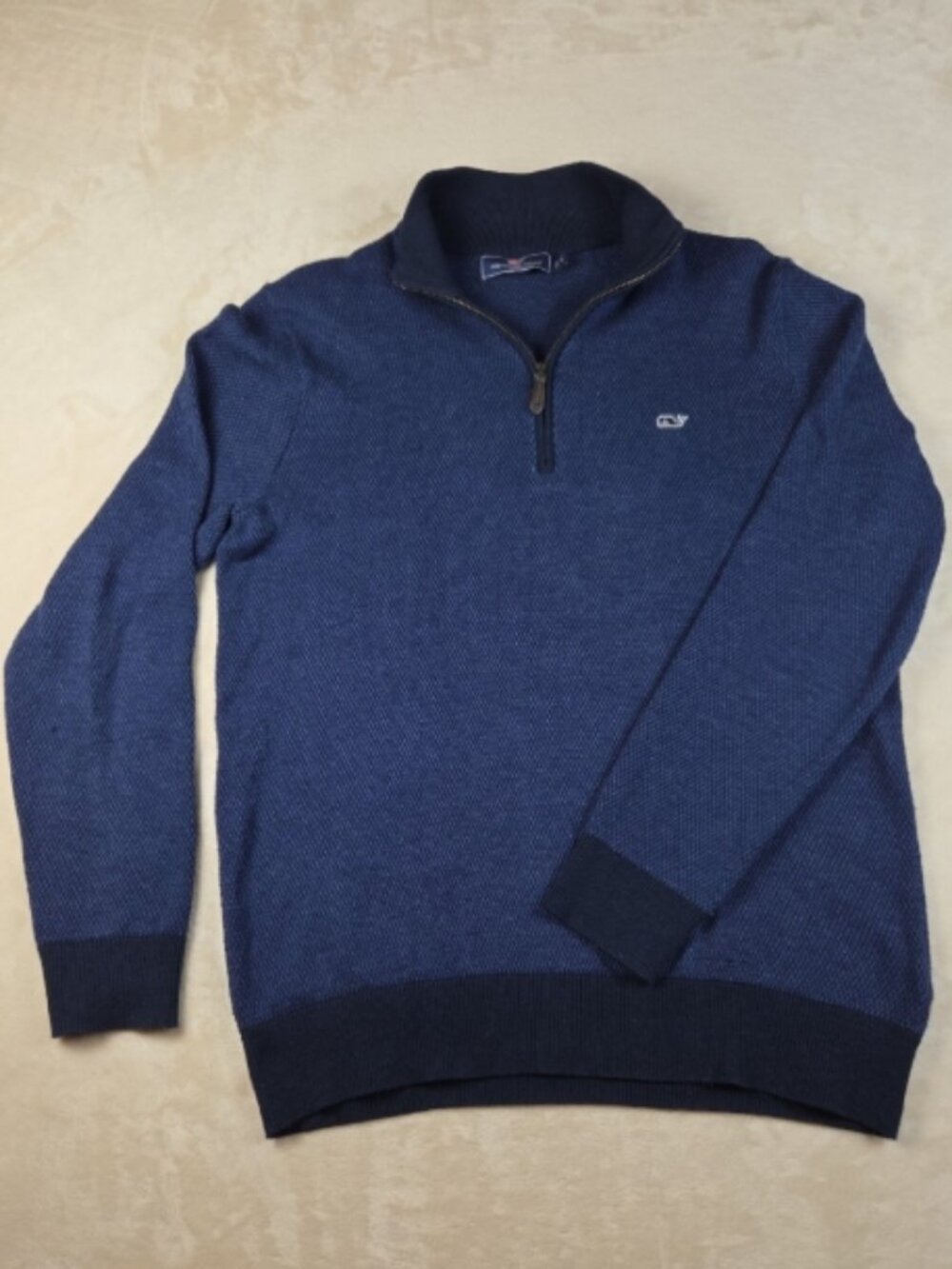 Vineyard Vines 1/4 Zip Pullover Sweater Small Blue Cotton Whale Logo